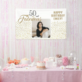 ゴールドラメの華やか50歳の誕生日フォト 横断幕