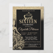 ゴールドラメぼかしグラデーション　ティアラ　Sweet 16パーティー 招待状 (正面)