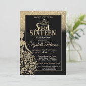 ゴールドラメぼかしグラデーション　ティアラ　Sweet 16パーティー 招待状 (スタンド正面)