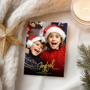 ゴールドラメカリグラフィー写真 クリスマス ホリデー ポストカード