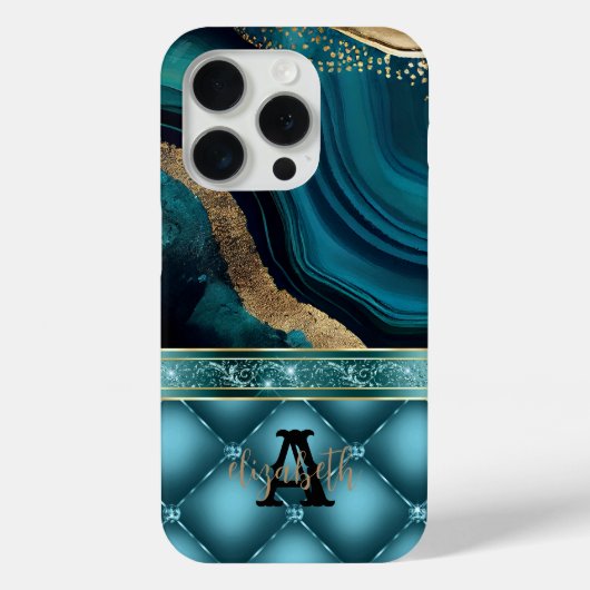 ゴールドラメターコイズアゲートマーブルダイヤモンド Case-Mate iPhoneケース (裏面)