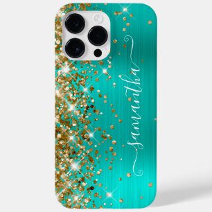 ゴールドラメターコイズゴージャスなモダンガーリーなシグネチャーデザイン Case-Mate iPhone 14 PRO MAXケース
