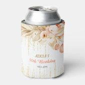 ゴールドラメチェーンイエローオレンジ花誕生日 缶クーラー (缶正面)
