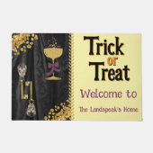 ゴールドラメドクロハロウィン ドアマット (正面)
