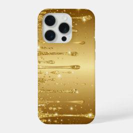 ゴールドラメドリップのスパーキーな女性らしい美意識ギフト iPhone 15 PROケース