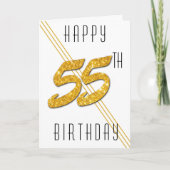 ゴールドラメ入り 誕生日おめでとう 55歳 カード (正面)