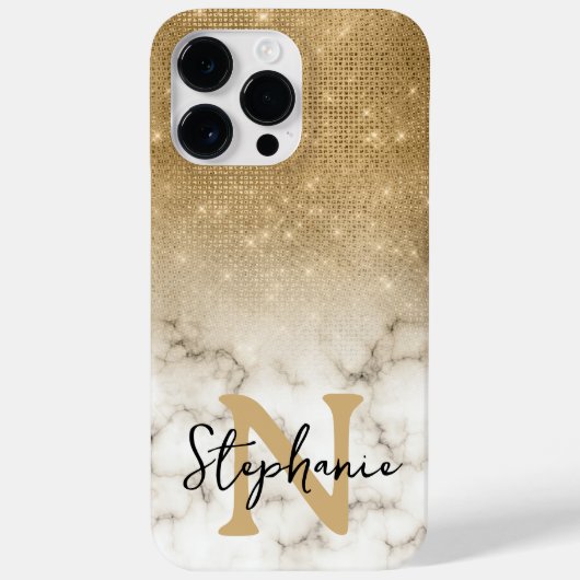 ゴールドラメ大理石グラデモノグラム Case-Mate iPhoneケース (裏面)