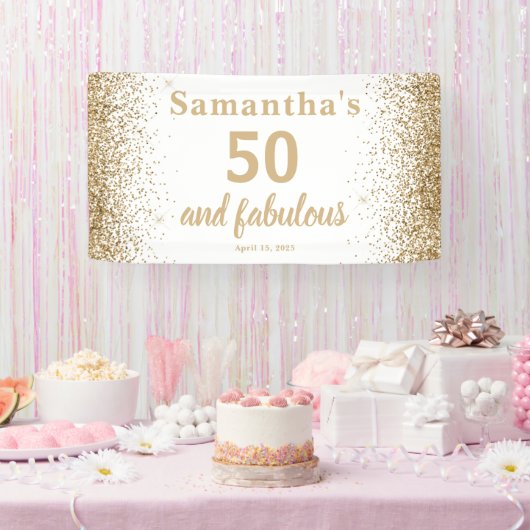 ゴールドラメ50歳の誕生日 横断幕 (パーティー)