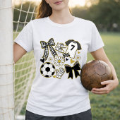 ゴールドラメ サッカー ゲームデイ ガーリースタイル Tシャツ