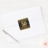 ゴールドラメ ピンクの星 50個 50歳の誕生日 スクエアシール (封筒)