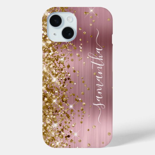 ゴールドラメ ピンクホイル モダンガーリーなサイン Case-Mate iPhoneケース (裏面)