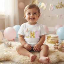 ゴールドラメ ピンクユニコーン 1歳の誕生日