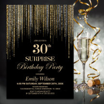 ゴールドラメ ブラック サプライズ 30歳の誕生日パーティー
