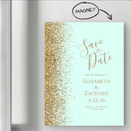 ゴールドラメ ミントグリーン マグネット式 Save the Date