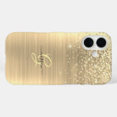 ゴールドラメ モノグラム 黒の筆記体ネーム Case-Mate iPhoneケース (裏面 (横))