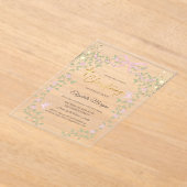 ゴールドラメ リボン 野の花 ゴールドクロス 洗礼 アクリル招待状 (レイダウン)