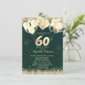 ゴールドラメ　紙吹雪　風船　グリーン　60歳の誕生日 招待状 (スタンド正面)