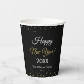 ゴールドラメ 謹賀新年 ブラックパーティー 紙コップ (裏面)