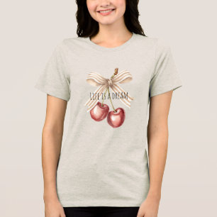 ゴールドラメ 赤いさくらんぼ トライブレンドTシャツ