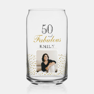 ゴールドラメ 50歳の誕生日お祝いフォト ガラス缶