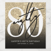 ゴールドラメ 80歳の誕生日パーティー ワインラベル (シングルラベル)