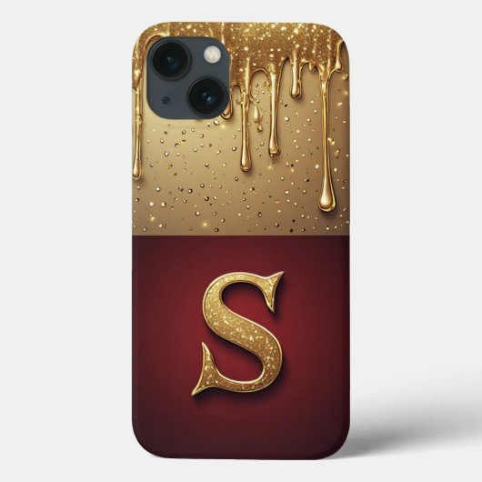 💎 ゴールドラメSモノグラム ドリップデザイン カスタム Case-Mate iPhoneケース (裏面)