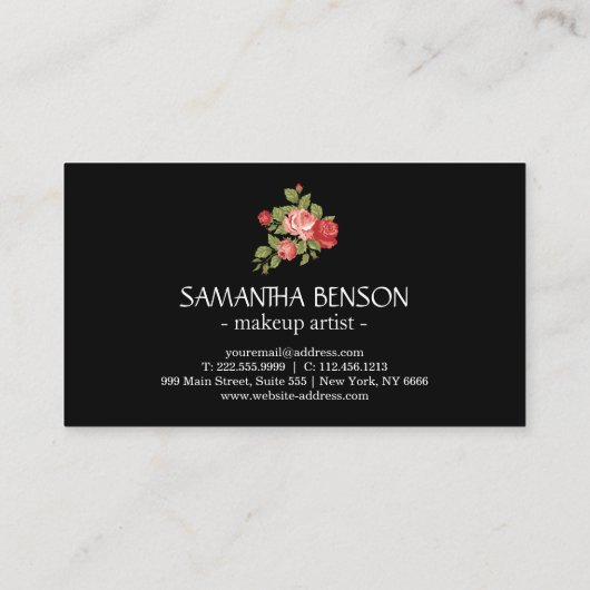 ゴールドリップス メイクアップアーティスト フラワーリーフ 名刺 (裏面)