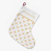 ゴールドリボンのクリスマス記念品 ラージクリスマスストッキング (正面 (吊り時))
