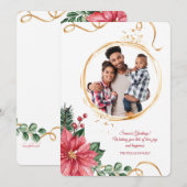 ゴールドリボン フォト ホリデー グリーティング カード (正面/裏面)