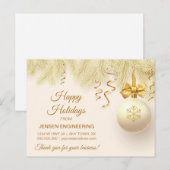 ゴールドリボン 法人 クリスマス お礼 ポストカード (正面/裏面)