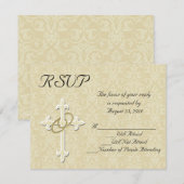 ゴールドリングのクリスチャン結婚式出欠確認カード 出欠カード (正面/裏面)