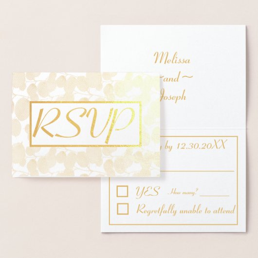 ゴールドリーフの葉の結婚式RSVP 箔カード (ディスプレー)