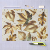 ゴールドリーフアルモンドベージュ秋の結婚式 薄葉紙 (クラフト)