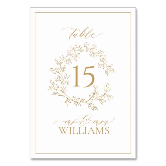 ゴールドリーフィー クレスト モノグラム ウェディング テーブル ナンバー テーブルナンバー (正面)