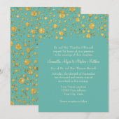 ゴールドリーフグリッターコンフェッティドットエレガントウェディング 招待状 (正面/裏面)