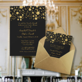 ゴールドリーフグリッターコンフェッティドット カップルシャワー 招待状