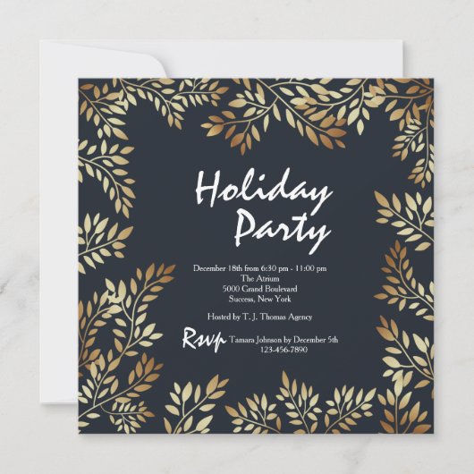 ゴールドリーフフレームスクエア招待状 招待状 (正面)