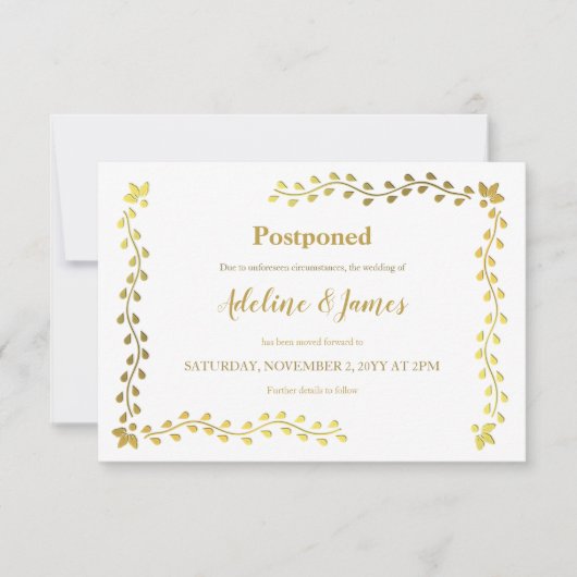 ゴールドリーフ延期発表カード 案内状 (正面)