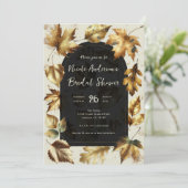 ゴールドリーフ アーモンドベージュ ブラック 秋 ブライダルシャワー 招待状 (スタンド正面)