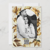 ゴールドリーフ アーモンドベージュ ブラック 秋 ブライダルシャワー 招待状 (裏面)