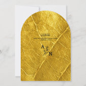 ゴールドリーフ テクスチャードイスラミックアーチ ウェディングモノグラム 招待状 (裏面)