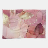 ゴールドリーフ バーガンディ ブラッシュ ピンク キッチンタオル (横)