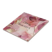 ゴールドリーフ バーガンディ ブラッシュ ピンク タイル (側面)