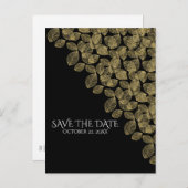 ゴールドリーフ ブラック オータム エレガンス セーブ・ザ・デート 案内ポストカード (正面/裏面)