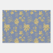 ゴールドリーフ ブルー グリーン スプリング ブライズシャワー ラッピングペーパーシート (正面2)