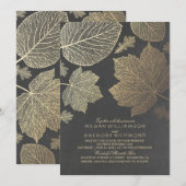 ゴールドリーフ ヴィンテージ ラスティック オータム ウェディング 招待状 (正面/裏面)