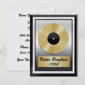 ゴールドレコード - パーティーの招待状 - SRF 招待状 (正面/裏面)