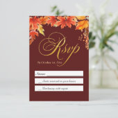 ゴールドレター フォール フラワーマップルリーフ ウェディング RSVP (スタンド正面)