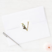 ゴールドレター モノグラム ボヘミアンブルーガンディ フラワー クラ ラウンドシール (封筒)