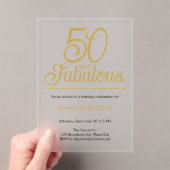 ゴールドレター「50歳は素晴らしい」五十歳の誕生日 アクリル招待状 (インサイチュ (ポータブル))